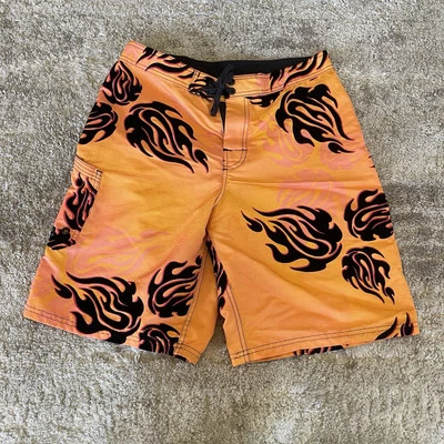 Pantalones Cortos de Tabla HIC Hawaiian Island Creations Para Hombres 34 Naranja Negro Llamas Natación Foto 1 de 4