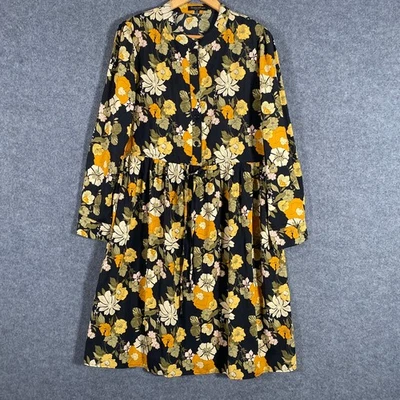 Caroline Morgan Dress Womens 14 Black Orange A Line Flowers Coastal Career City - image 1 of 4