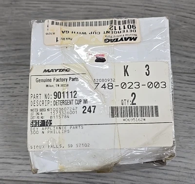 Maytag 正品原始设备制造商替换洗碗机洗涤杯带垫片 901112 - 全新无标签 — 第 1/4 张图片