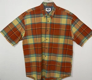 Roper Short Sleeve XL Mens Shirt Plaid Orange Yellow Blue Long Button Down - Picture 1 of 9