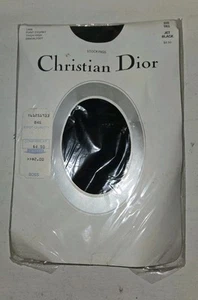 Vintage Christian Dior 1468 Point D'Esprit Thigh High Jet Black Size Tall Tights - Picture 1 of 2