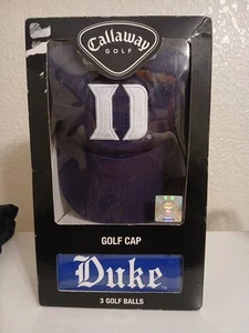 DUKE BLUE DEVILS Univeristy Callaway Golf Hat And 3 Golf Balls Set. OFFICIAL - Picture 1 of 5