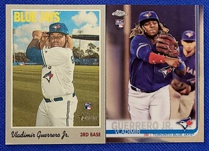 2019 Topps Vladimir Guerrero Jr RC Lot Of (2) Heritage Cloth + Chrome! Blue Jays - Picture 1 of 2