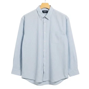 Lands' End Men's XL Blue/White Striped Long Sleeve Button-Up Shirt - Picture 1 of 7