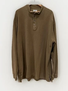 Duluth Burly Thermal Henley Mock Neck Shirt Mens 2XLT Olive Long Sleeve Heavy - Picture 1 of 4