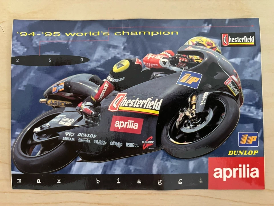 Sticker/Aufkleber -  Max Biaggi - Weltmeister 1994 & 1995 250 cc Aprilia - Bild 1 von 1