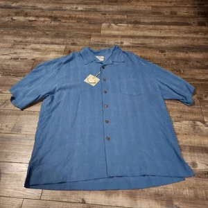 SILK Three Palm brand blue short sleeve button up shirt new with tags XL 2258 - Picture 1 of 7