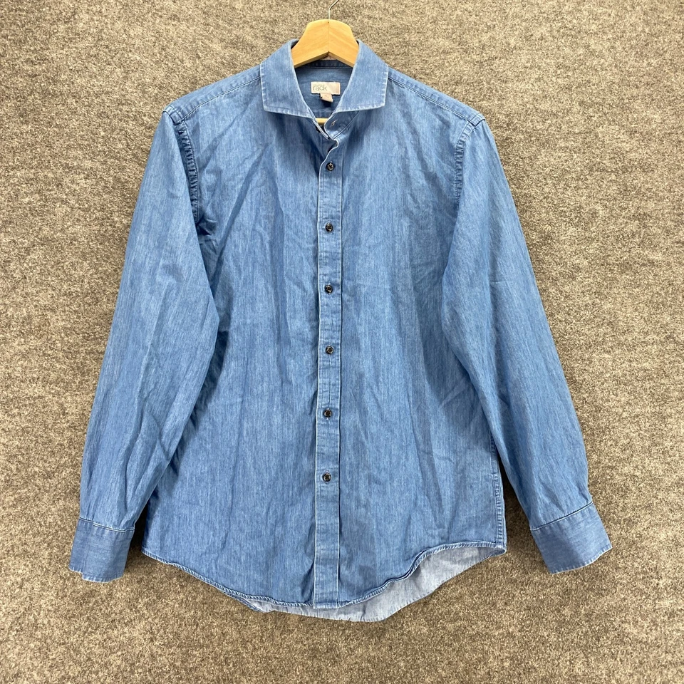 Camisa Nordstrom Rack Hombre 15 Azul Cuello Abotonado Manga Larga Algodón Regular Foto 1 de 4