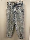 Vintage 80S Chic Acid Wash High Rise Mom Jeans Tapered Pleated Size 16W Usa