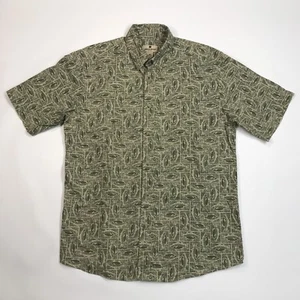 Woolrich Button Front Shirt Fish Pattern Men’s Size Medium Olive Green Outdoor - Picture 1 of 6