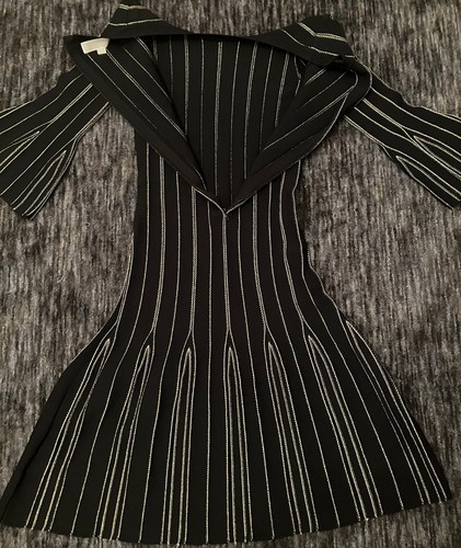 Abito svasato donna Michael Kors cucito nero oro PICCOLO taglia 8