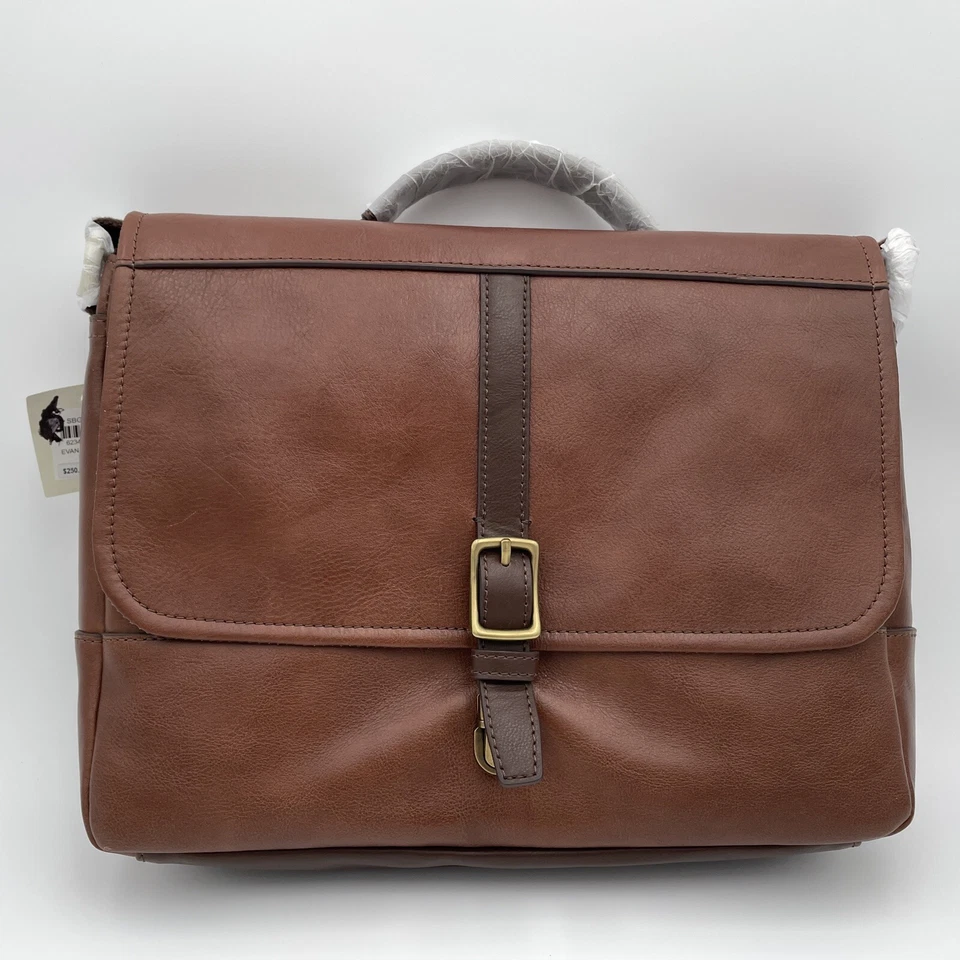 Fossil Men's Evan Commuter Messenger Bag Brief Brown Leather SBG1212200