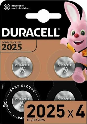 4 x Duracell CR2025 3V Lithium Coin Cell Battery 2025, DL2025, BR2025, SB-T14