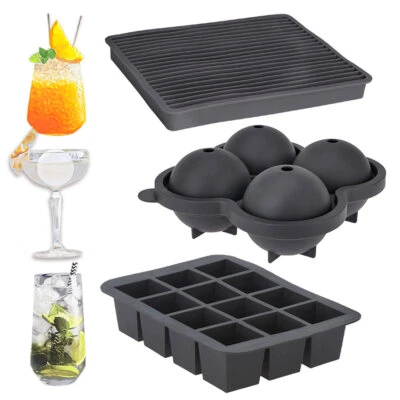 Silikon Eiswürfelform für Große Würfel XXL Eiskugelform mit Deckel Rund Behälter - Bild 1 von 4