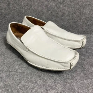Steve Madden White Leather Slip On Casual Dress Shoe Loafer Men’s Size 9 - Picture 1 of 9