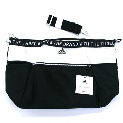 Bolso grande de entrenamiento de lona Adidas Studio III (21"x14"x10") blanco y negro Foto 1 de 4