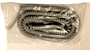 New 25 Ft Coiled Curly Phone Handset Telephone Cord - Grey - Picture 1 of 3