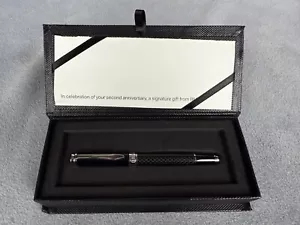 BMW Black Carbon Fiber Black Ink Ballpoint Roller Ball Pen In Original Box - Picture 1 of 6