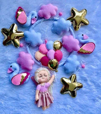 Guardería Bebé Princesa Fieltro Cuna Móvil Decoración Niña Foto 1 de 4