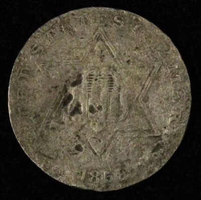 1858 3c Three Cent Silver Piece - Free Ship US - Image 1 of 3