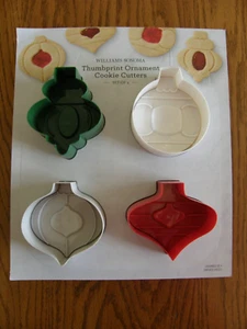 Set 4:Williams Sonoma Christmas Ornament Spring-loaded Thumbprint Cookie Cutters - Picture 1 of 6