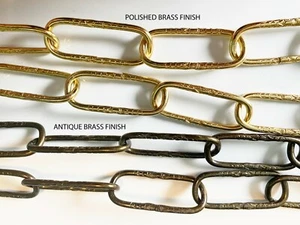 1yd Embossed 10 gauge Spanish Style Chandelier Chain ~ Brass & Ant. Brass Finish - Picture 1 of 8