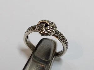 Pandora love knot clear stones Size K / 50 sterling Silver 925 ladies ring - Picture 1 of 15