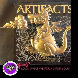 "JJ" Jonette Jewelry Bronze Pewter 'Dragon Breathing Fire' Pin Free Shipping - Picture 1 of 1