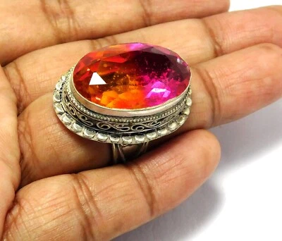 Multi Turmalin Ringe 925 Silber vergoldet Handschnitzerei Schmuck Ringgröße-9,25 - Bild 1 von 4