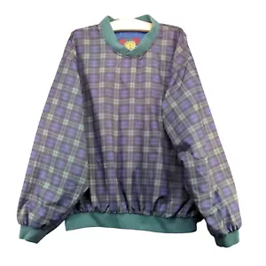 Highlander Men's Windbreaker Jacket Large Long Sleeve Multi Plaid Vintage - Picture 1 of 12