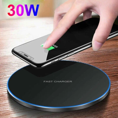 30W Wireless Charger Pad Mat For AirPod iPhone 14 13 Pro 12 XS Samsung S22 S23+ - Image 1 of 4