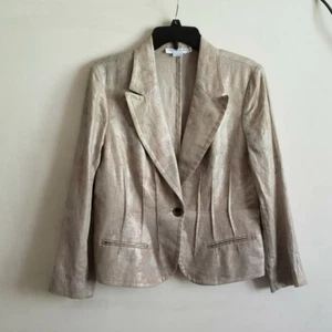 Garfield & Marks Linen Blazer Size 10 Long Sleeves Pockets One Button Closure - Picture 1 of 5