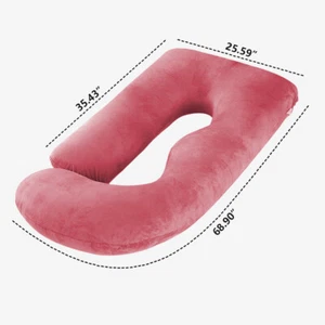 69 Inch Pregnancy Pillow J Shaped Full Body Pillow with Velvet Cover Bed Pillows - Picture 1 of 25