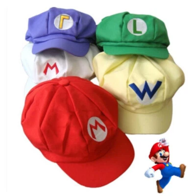 Super Mario Bros Costume Luigi, Wario, Waluigi Hat Christmas Fancy Dress Cosplay - Image 1 of 4