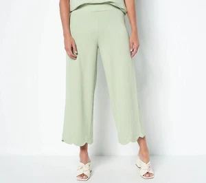Isaac Mizrahi Live! Tall Pebble Knit Wide Pants Hampton Green 2X New - Picture 1 of 1
