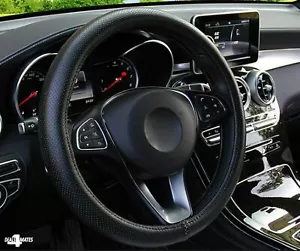 Couvre-Volant en Simili Cuir Noir Perfore Pour Auto Voiture VTT Diametre 37-38cm - Imagen 1 de 3