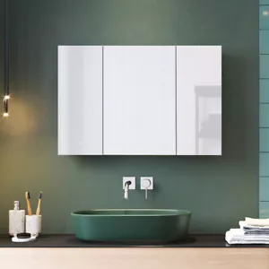 Large Bathroom Mirror Cabinet With Storage Cupboard Stainless Steel Wall Mounted - Picture 1 of 15