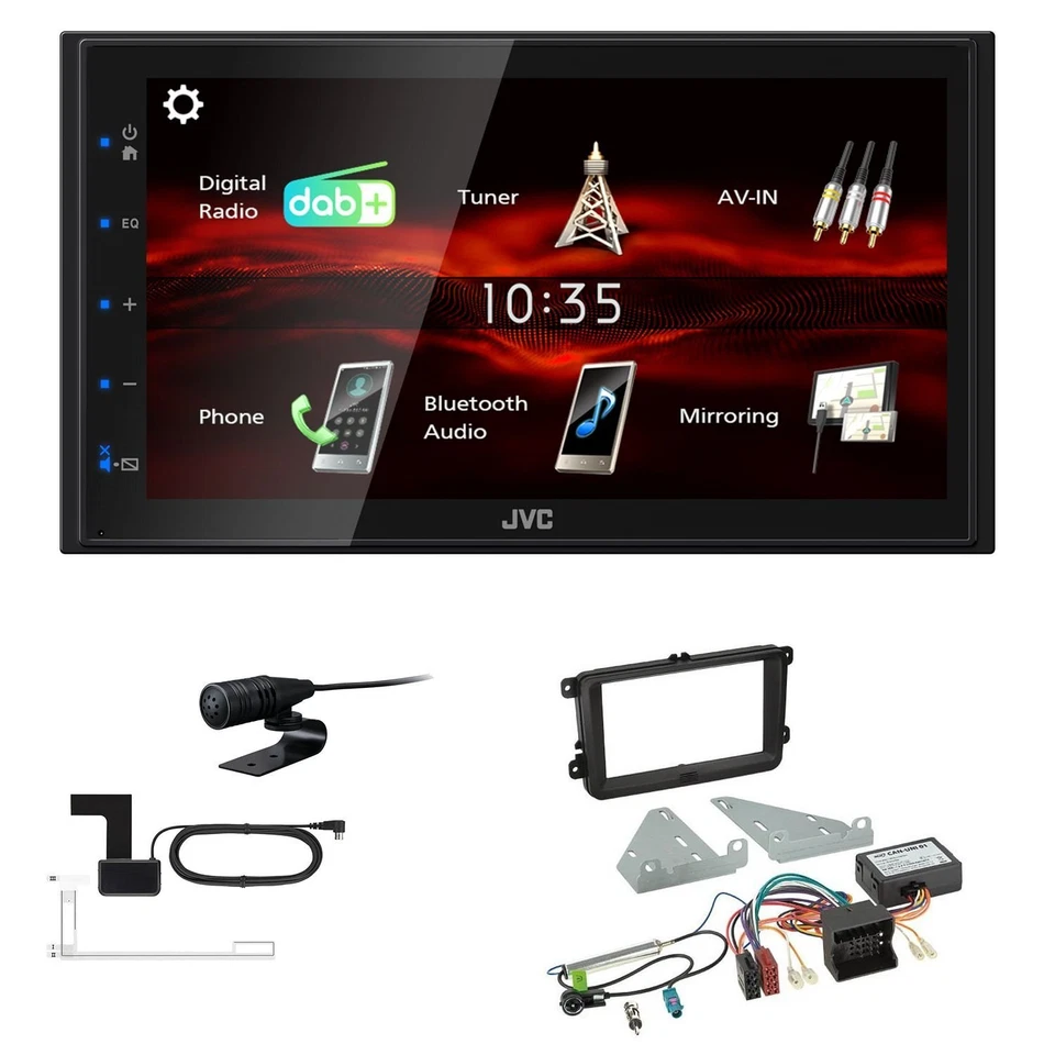 JVC Bluetooth 2DIN DAB+ Autoradio für Volkswagen VW Tiguan ab 2007 schwarz - Bild 1 von 4