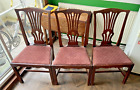 3 Solid Vintage Dining Chairs, Art Nouveau Inspired Design