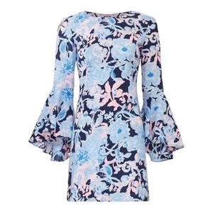 Lilly Pulitzer Dress Kayla Stretch Size 4 New Blue Floral - Picture 1 of 8