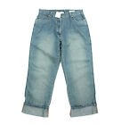 LADY M blaue Jeans Hose 3/4 Länge Umschlag 42 weites Bein Fiv Pocket Nieten #4
