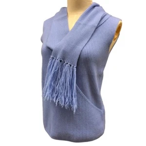 Max Mara knitted tank top with non-detachable scarf,size M blue 63695179 401 02【 - Picture 1 of 10