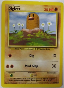 DIGLETT Pokemon TCG Base Set Unlimted #47/102 SYMBOL ERROR LP-HP PICK YOUR CARD - Picture 1 of 7