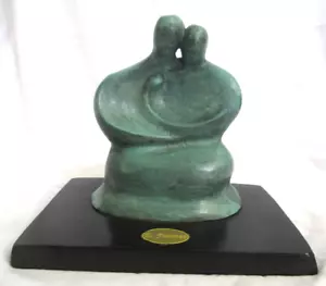 Erasmo Fuentes Limited Edition Bronze Paar mit Kind auf Holzsockel #43/56 EUC - Bild 1 von 11