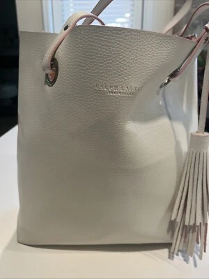 Nuevo Bolso Ralph Lauren Romance Blanco Imitación Cuero con Forro Rosa Foto 1 de 4
