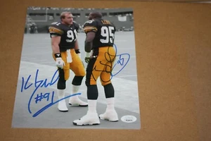 PITTSBURGH STEELERS GREG LLOYD & KEVIN GREENE HOF 16 DUAL SIGNED 8X10 PHOTO JSA - Picture 1 of 1