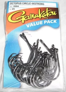 GAMAKATSU OCTOPUS CIRCLE SE HOOK Value Pack 8/0 209418-25 NEW! HEAVY SHANK NSB - Picture 1 of 1