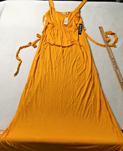 NWT NY&C New York Company YELLOW V-Neck Dress M Maxi - Picture 1 of 13