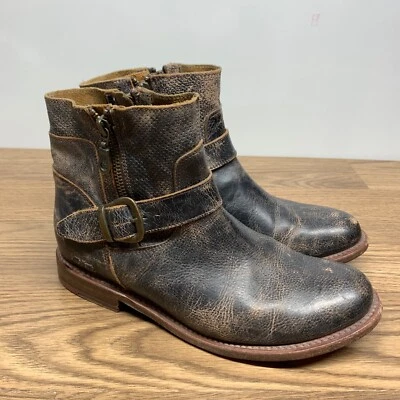 Botas Bed Stu Mujer 9.5 Becca Cuero Marrón Arnés Corto Clásico Tobillo Foto 1 de 4