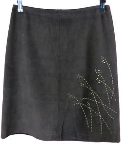 LTR0693- ANN TAYLOR LOFT Women 100% Leather Straight Pencil Skirt Lined Brown 8P - Picture 1 of 9